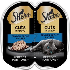 Sheba Perfect Portions Grain-Free Tender Trout Cuts in Gravy Entree Adult Wet Cat Food Trays, 2.6-oz tray, case of 24