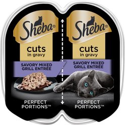 Sheba Perfect Portions Grain-Free Savory Mixed Grill Cuts in Gravy Entree Adult Wet Cat Food Trays, 2.6-oz tray, case of 24