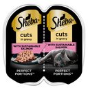Sheba Perfect Portions Grain-Free Sustainable Salmon Cuts in Gravy Entree Adult Wet Cat Food Trays, 2.6-oz, case of 24