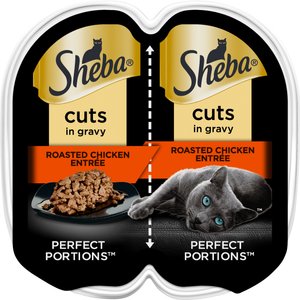 Sheba Perfect Portions Grain-Free Roasted Chicken Cuts in Gravy Entree Adult Wet Cat Food Trays, 2.6-oz, case of 24