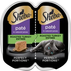 Sheba Perfect Portions Grain-Free Roasted Turkey Entree Pate Adult Wet Cat Food Trays, 2.6-oz, case of 24