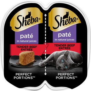 Sheba Perfect Portions Grain-Free Tender Beef Entree Pate Adult Wet Cat Food Trays, 2.6-oz, case of 24