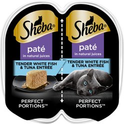 Sheba Perfect Portions Grain-Free Tender Whitefish & Tuna Entree Pate Adult Wet Cat Food Trays, 2.6-oz, case of 24