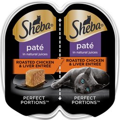 Sheba Perfect Portions Grain-Free Roasted Chicken & Liver Pate Entree Adult Wet Cat Food Trays, 2.6-oz, case of 24