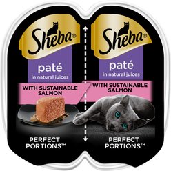 Sheba Perfect Portions Grain-Free Pate Sustainable Salmon Entree Adult Wet Cat Food Trays, 2.6-oz, case of 24