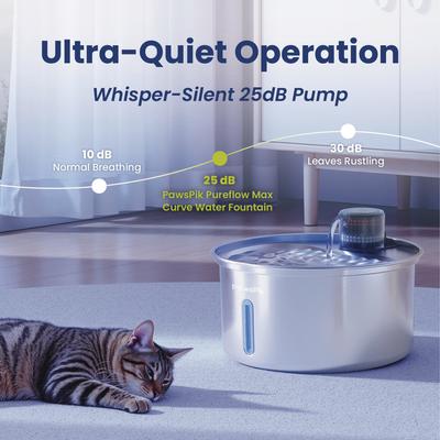 Show full view: PawsPik PureFlow MAX Stainless Steel Curve Dog & Cat Water Fountain, 3.2-liter slide 8 of 12