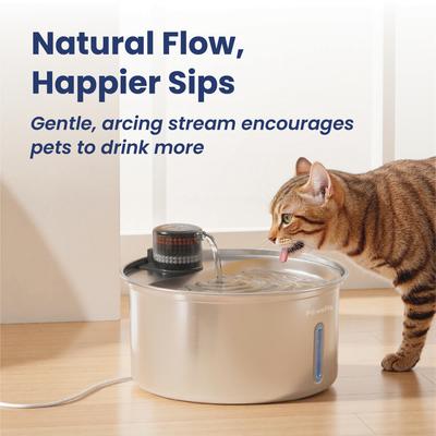 Show full view: PawsPik PureFlow MAX Stainless Steel Curve Dog & Cat Water Fountain, 3.2-liter slide 6 of 12