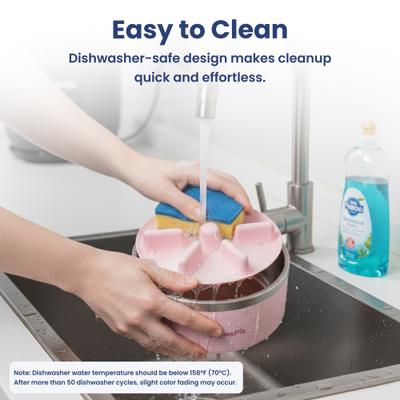 Show full view: PawsPik Stainless Steel Double Wall Slow-Feed Puzzle Dog Bowl, Cherry Blossom Pink, 64-oz slide 8 of 11