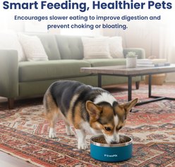 PawsPik Stainless Steel Double Wall Slow-Feed Puzzle Dog Bowl, Midnight Summit Blue, 64-oz slide 2 of 9