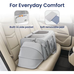 PawsPik Portable Dual-Pet Dog & Cat Carrier, Light Gray