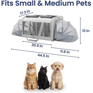 PawsPik Portable Dual-Pet Dog & Cat Carrier, Light Gray