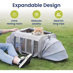 PawsPik Portable Dual-Pet Dog & Cat Carrier, Light Gray