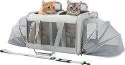 PawsPik Portable Dual-Pet Dog & Cat Carrier, Light Gray