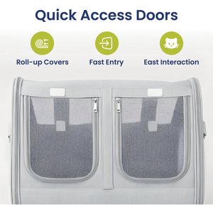 PawsPik Portable Dual-Pet Dog & Cat Carrier, Light Gray