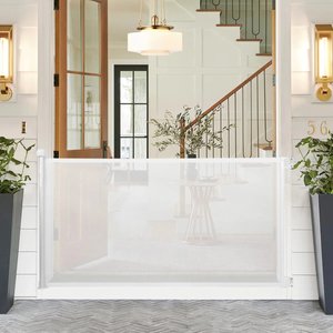 NonoPets Retractable Adjustable Mesh Dog Gate, White, 55-in width