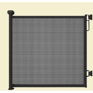NonoPets Retractable Adjustable Mesh Dog Gate, Black, 55-in width