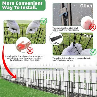Show full view: NonoPets 16-in Height Metal Garden Border Fence Dog Barrier, Black, 20 count slide 4 of 7