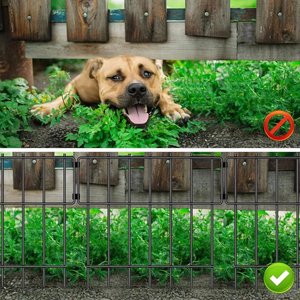 NonoPets 16-in Height Metal Garden Border Fence Dog Barrier, Black, 10 count