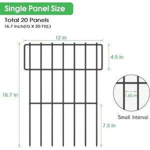 NonoPets 16-in Height Metal Garden Border Fence Dog Barrier, Black, 10 count