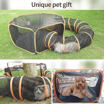Show full view: NonoPets 2-in-1 Foldable Outdoor Mesh Playhouse Cat Tunnel & Tent, 12-in height slide 4 of 11