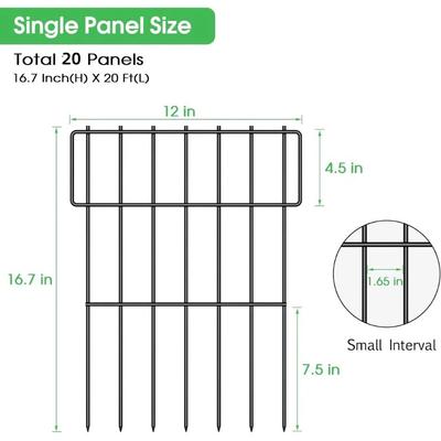 Show full view: NonoPets 16-in Height Metal Garden Border Fence Dog Barrier, Black, 20 count slide 3 of 7
