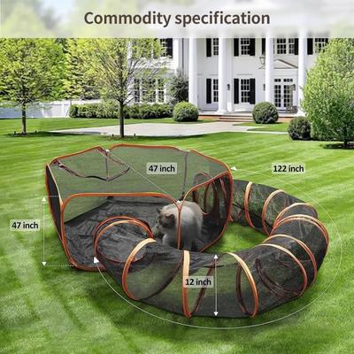 Show full view: NonoPets 2-in-1 Foldable Outdoor Mesh Playhouse Cat Tunnel & Tent, 12-in height slide 3 of 11