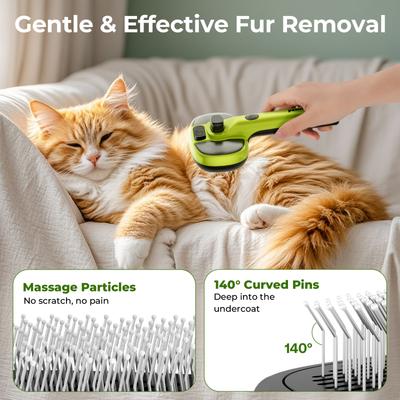 Show full view: Pecute Shedding Massaging Grooming Dog & Cat Steam Brush, Green slide 6 of 9