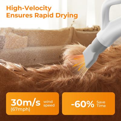 Show full view: Pecute 4 Nozzle High-Velocity Adjustable Spped & Temp Dog Hair Dryer, White slide 4 of 9