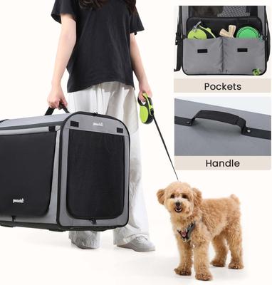 Show full view: Pecute Indoor & Outdoor Light Weight Dog Carrier with Curtain, Grey slide 5 of 9