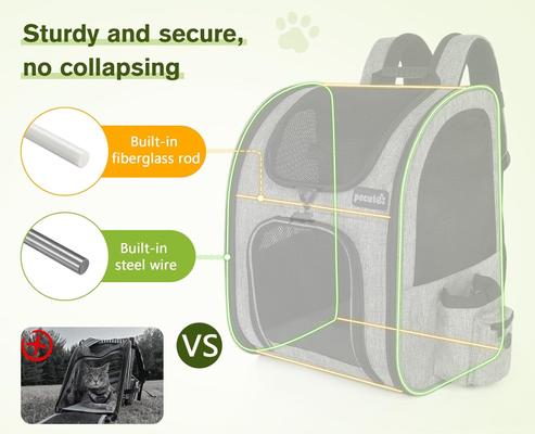 Show full view: Pecute Hiking Travel Backpack Dog & Cat Carrier with Breathable Mesh, Grey slide 4 of 10