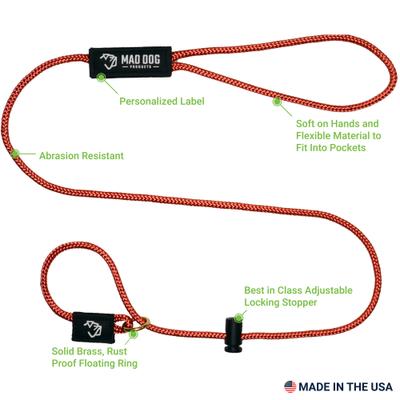 Show full view: Mad Dog Products Premium Rope Nylon Slip Lead Dog Leash, Black, 6-ft long, 1/4-in wide slide 2 of 6