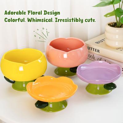 Show full view: Happy & Polly Flower Shape Cat Bowl - Pink Bowl, Pink slide 5 of 9