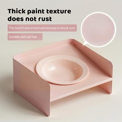 Show full view: Happy & Polly Cozy Halo Non-skid Ceramic Cat Bowl & Shelf, Pink slide 5 of 10