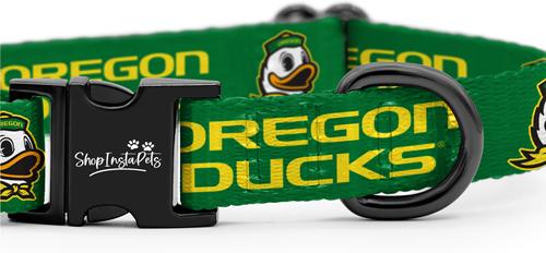 Show full view: ShopInstaPets Oregon Ducks Adjustable Polyester Dog Collar, Green, Small: 16.5-in neck, 1/2-in wide slide 5 of 6