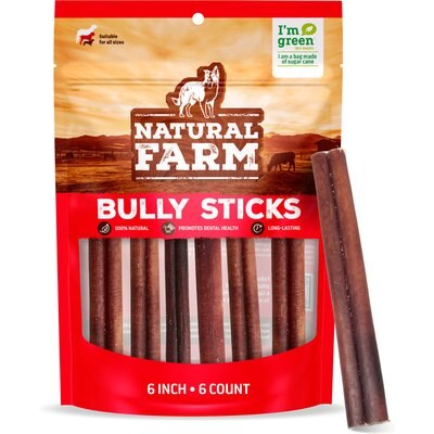 Natural Farm Natural Farm Odor Free 6-inch Bully Stick Dog Chews, 6 count