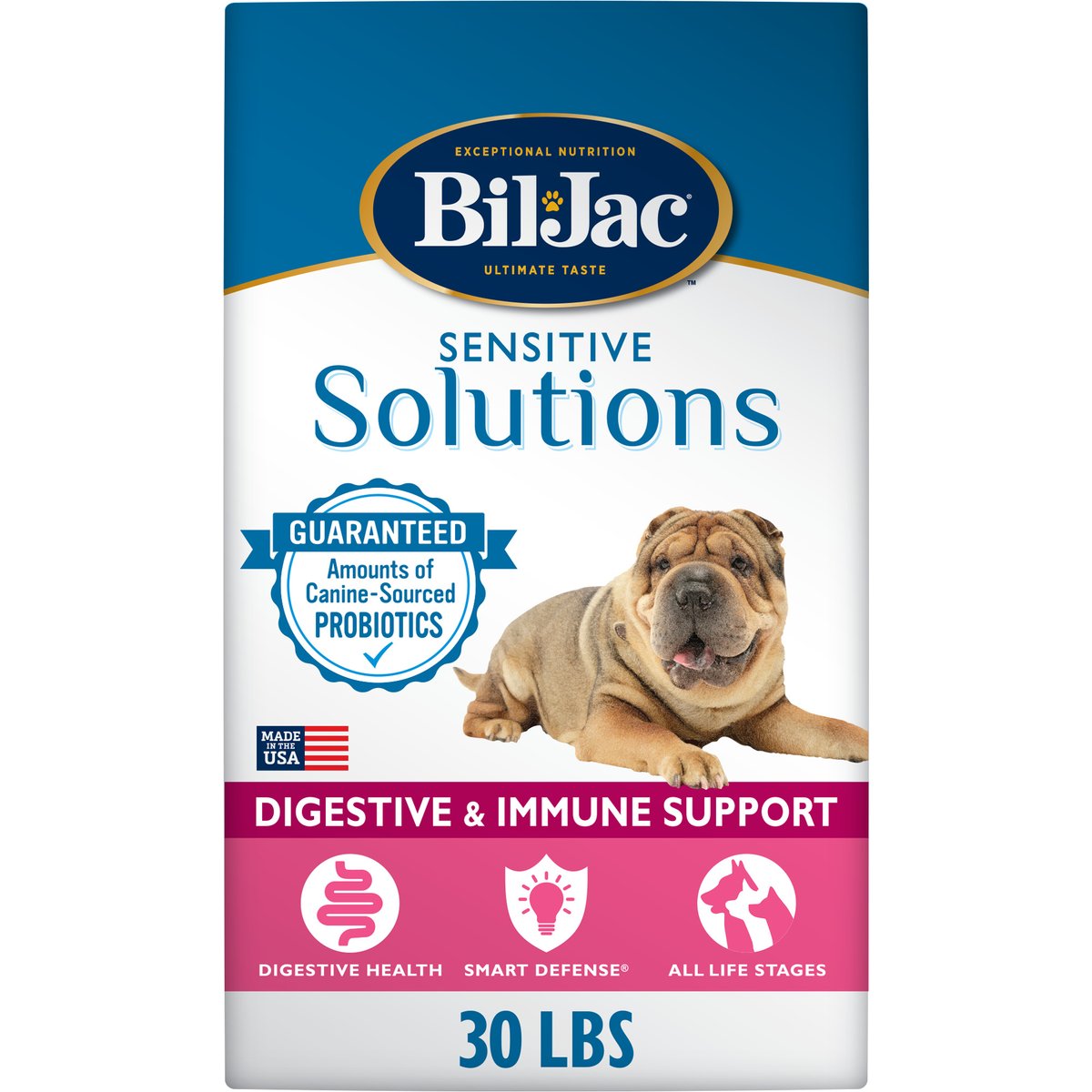 Bil-Jac Sensitive Solutions Digestive & Immune Chicken & Whitefish Dry Dog Food, 30-lb bag