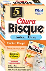 Inaba Churu Bisque Indoor Care Chicken Recipe Creamy Puree Grain-Free Lickable Cat Treats, 1.05-oz pouch, 15 count