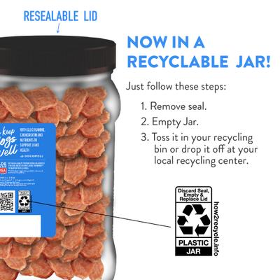 Show full view: Dogswell Hip & Joint Mini Jerky Chicken Recipe Grain-Free Dog Treats, 14-oz jar slide 7 of 12