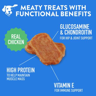 Show full view: Dogswell Hip & Joint Mini Jerky Chicken Recipe Grain-Free Dog Treats, 14-oz jar slide 5 of 12