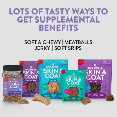 Show full view: Dogswell Skin & Coat Whitefish Recipe Grain-Free Mini Jerky Dog Treats, 13-oz jar slide 8 of 11