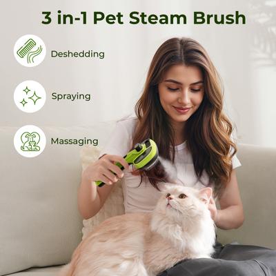 Show full view: Pecute Shedding Massaging Grooming Dog & Cat Steam Brush, Green slide 2 of 9