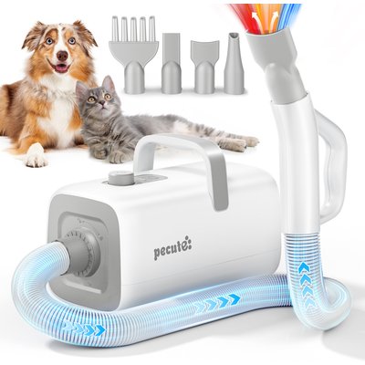 Pecute Pecute Dog Hair Dryer High Velocity Grooming Dryer, White