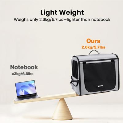 Show full view: Pecute Indoor & Outdoor Light Weight Dog Carrier with Curtain, Grey slide 4 of 9