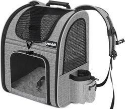 Pecute Hiking Travel Backpack Dog & Cat Carrier with Breathable Mesh, Grey