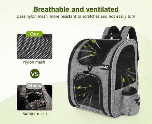 Show full view: Pecute Hiking Travel Backpack Dog & Cat Carrier with Breathable Mesh, Grey slide 5 of 10