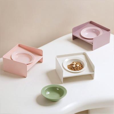 Show full view: Happy & Polly Cozy Halo Non-skid Ceramic Cat Bowl & Shelf, Pink slide 4 of 10