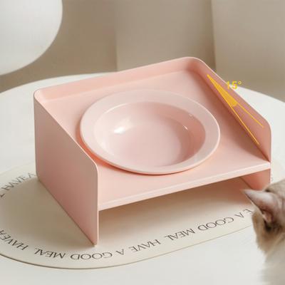 Show full view: Happy & Polly Cozy Halo Non-skid Ceramic Cat Bowl & Shelf, Pink slide 6 of 10