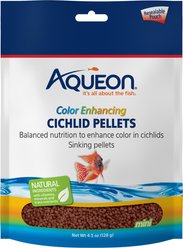 Aqueon Cichlid Pellets Color Enhancing Fish Food, 4.5-oz bag