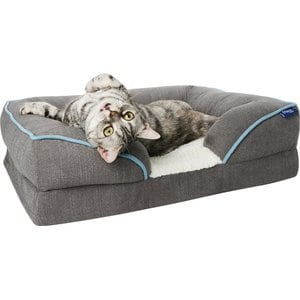 Frisco Plush Orthopedic Front Bolster Cat & Dog Bed w/Removable Cover, Gray, Small
