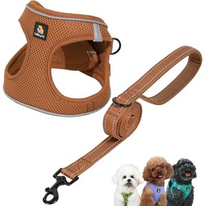 Bella & Pal OxyMesh Velcro Step-in Harness & Leash Set, Mocha Brown, Large